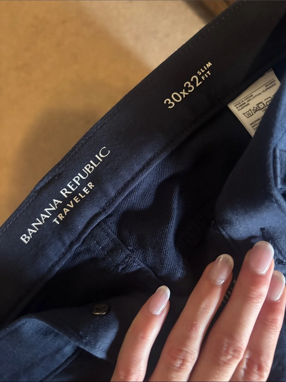 Banana Republic Men's Straight Traveler Pant in Dark Navy